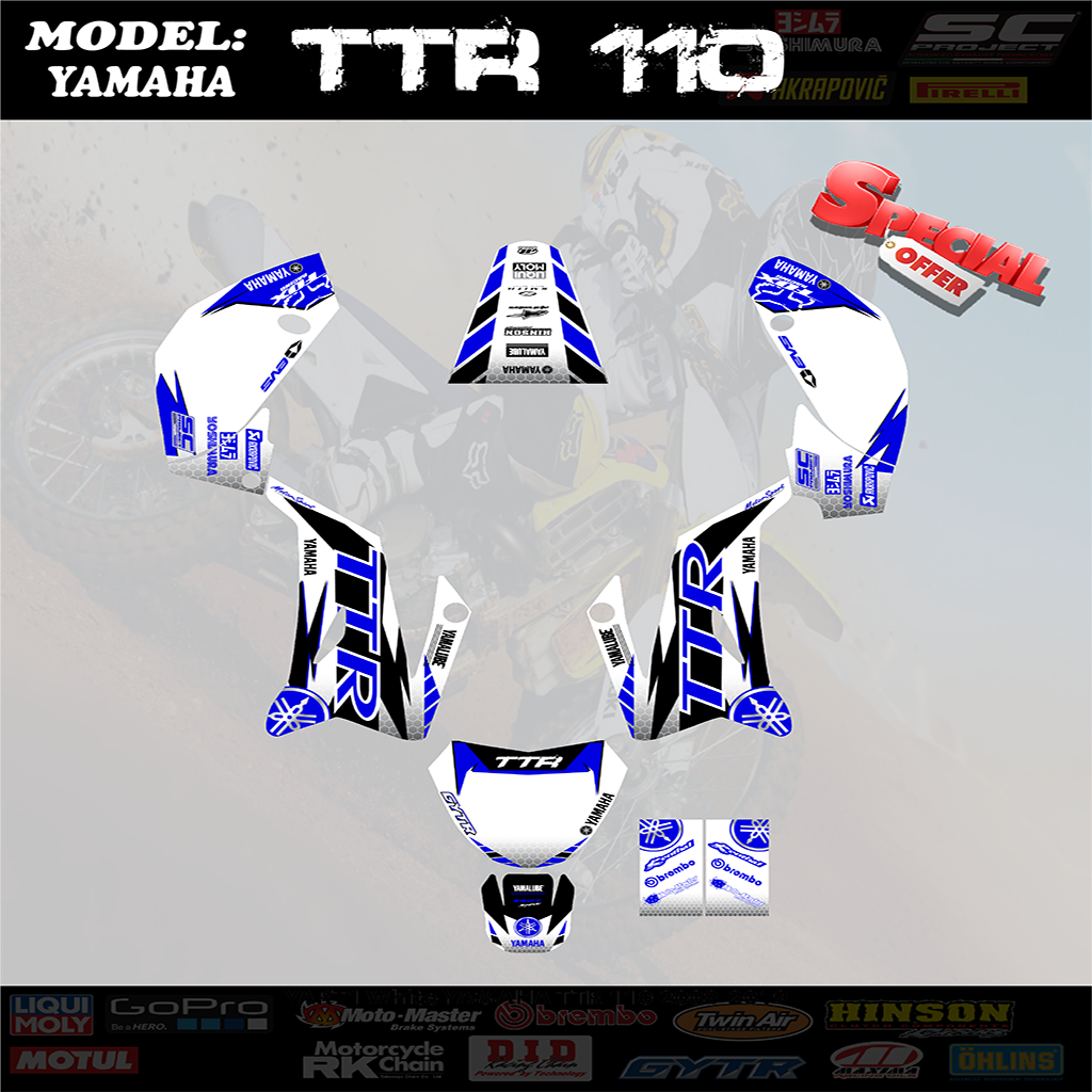 Graphics Kit Decals Race Team White For YAMAHA TTR 110 TTR110 2008-2019