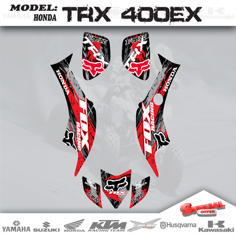 Graphics Kit Decals Stickers PaintStain Fox For HONDA TRX 400EX 1999-2007