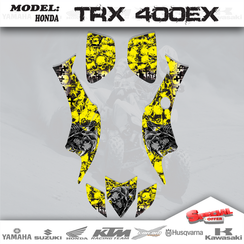 Graphics Kit Decals Stickers Reaper Yellow For HONDA TRX 400EX 1999-2007