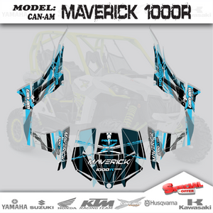 Graphics Kit Decals Stickers LightBlue 4 CAN AM MAVERICK 1000R X RS TURBO