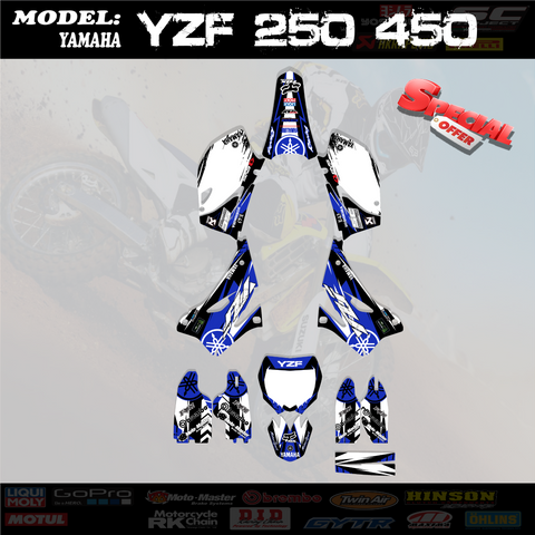 Graphics Kit Decals Stickers Blue 4  YAMAHA YZF 250 450 2006-2009