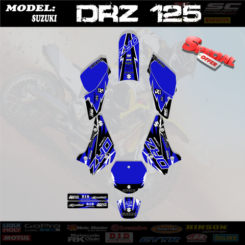 Blue SHIFT Racing Graphics Kit Decals for Suzuki DRZ125 01-07 DRZ 125