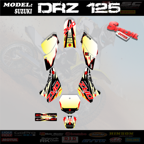 Racing Graphics Kit Decals for Suzuki DRZ125 01-07 DRZ 125