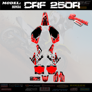 Red & Black Shift Graphics Kit 4 2006-09 Honda Crf250R CRF 250 250R Shroud Decal