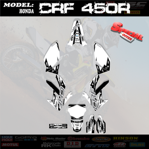 Gray Graphics Kit Decals 4 2005-2008 Honda Crf450R CRF 450 450R Shroud