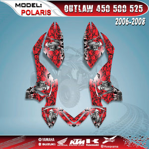 ATV Graphics Kit Reaper Red Decals 4 Polaris Outlaw 450  500 525 2006-08