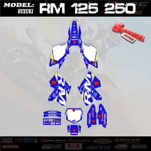 Blue Graphic Kit Decals 4 Suzuki RM125 RM250 125 250 Sticker 2004-12 RM