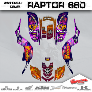 Thor Orange Graphics Kit Decals 4 YAMAHA RAPTOR 660 660R 2001-2005