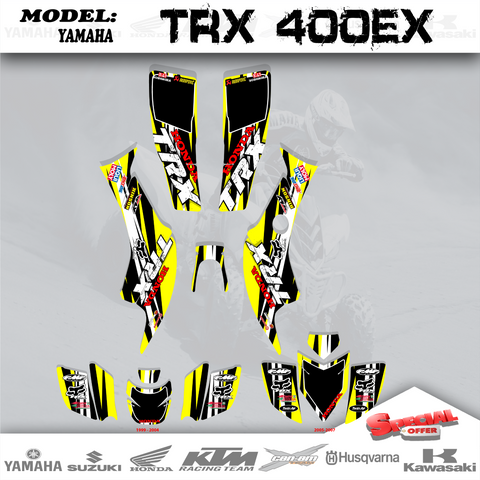 Graphics Kit Decals BLine Yellow 4 HONDA TRX 400EX 1999-2007