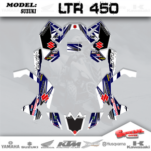 Graphics Kit Decals Bline White  4 SUZUKI LTR 450 ALL YEAR