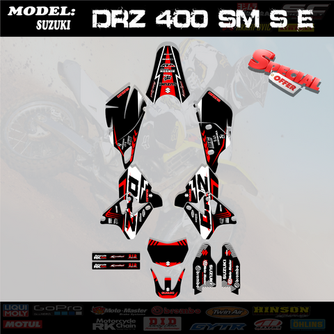 Graphics Kit Decal 4 Suzuki DRZ400SM DRZ400 SM S E drz 400 red black