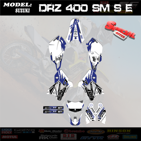 Graphics Kit Decal 4 Suzuki DRZ400SM DRZ400 SM S E drz 400 BLine White 2000-Up