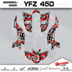 CP FoxRed   Wrap Graphics Kit Decals ATV 4 Yamaha YFZ 450  2003-2008