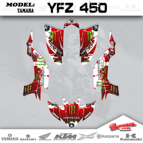 ME Red Wrap Graphics Kit Decals ATV 4 Yamaha YFZ 450  2003-2008