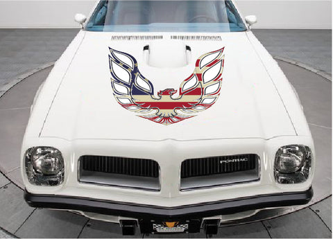 42" X 42" Firebird Car Hood Graphic Decals Sticker 4 Pontiac Trans Am USA FLAG