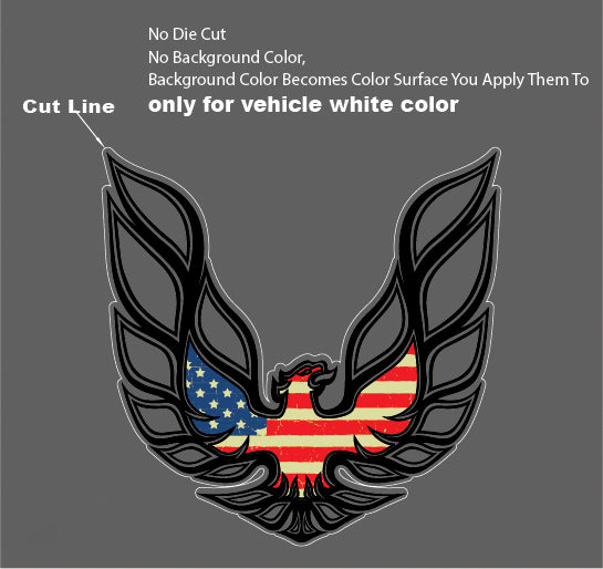 42" X 42" Firebird  Car Hood Graphic Decal Sticker For Pontiac Trans Am USA FLAG