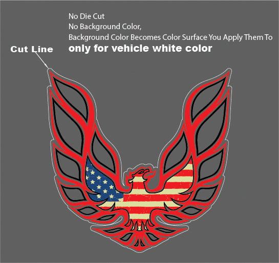 42" X 42" Firebird  Car Hood Graphic Decal Sticker For Pontiac Trans Am USA FLAG