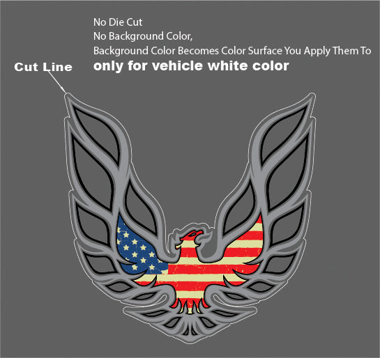 42" X 42" Firebird  Car Hood Graphic Decal Sticker For Pontiac Trans Am USA FLAG