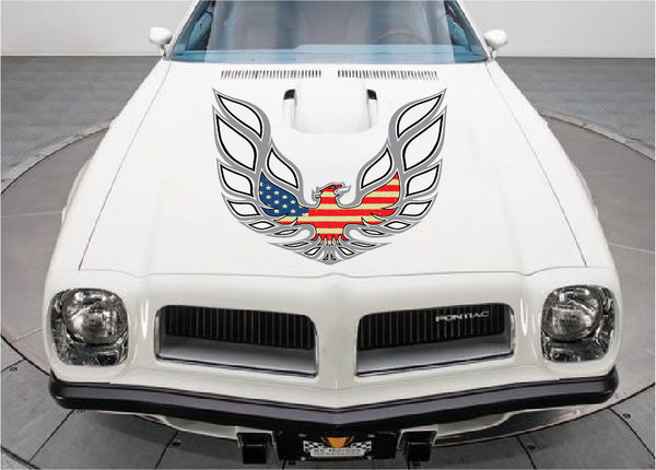 42" X 42" Firebird  Car Hood Graphic Decal Sticker For Pontiac Trans Am USA FLAG