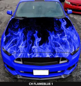 Vinyl Car Hood Wrap Full Color Graphics Decal Sticker Flame Blue Flameblue