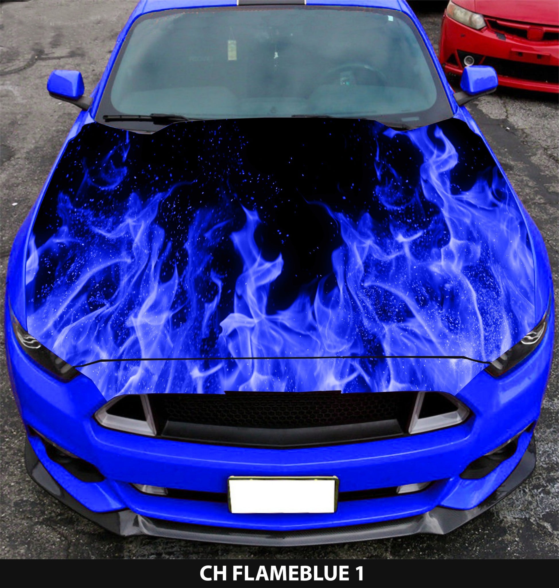 Vinyl Car Hood Wrap Full Color Graphics Decal Stickers Flame Blue Flameblue