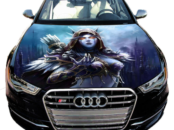 Vinyl Car Hood Wrap Full Graphics Decal Reaper Warrior Wolf Sexy Girl 2D Sticker