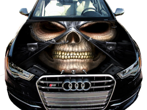 Vinyl Car Hood Wrap Full Color Graphics Decal Death Face Skull Sticker Nice