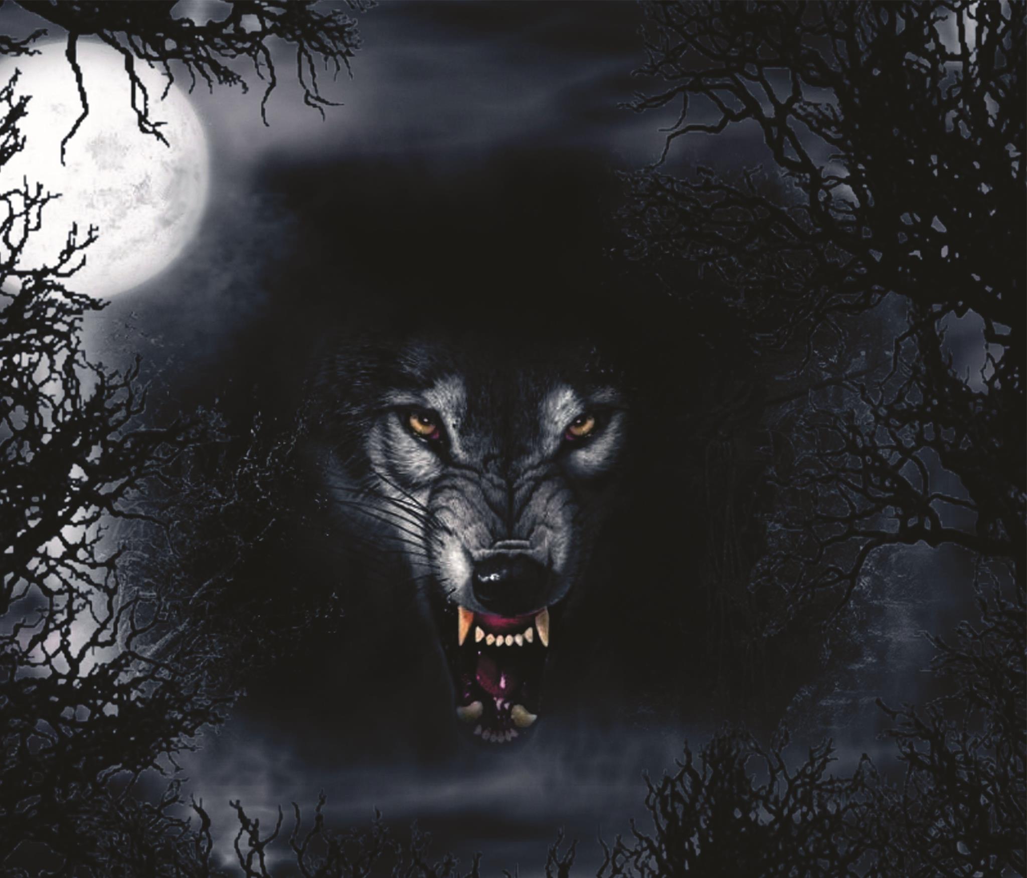 Vinyl Car Hood Wrap Full Color Graphics Decal Snarling Night Wolf Sticker