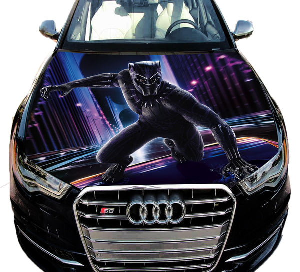 Vinyl Decal Black Panther Portrait Car Hood Wrap Full Color Top Graphics Sticker