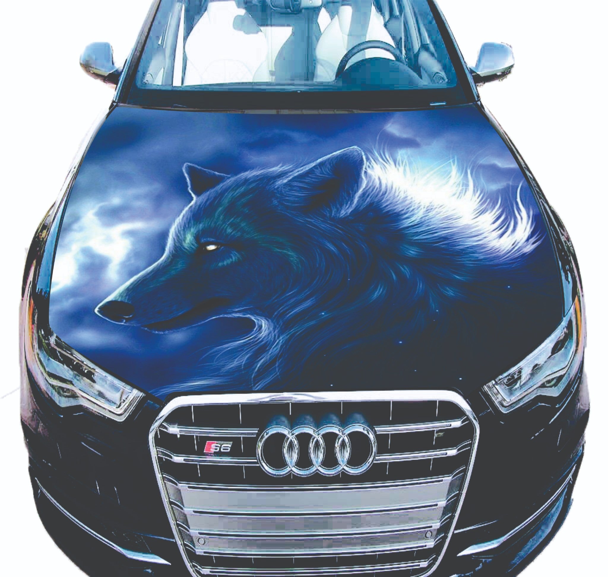 Vinyl Car Hood Wrap Full Color Graphics Decal Night Wolf Sticker