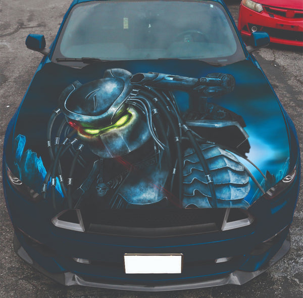 Vinyl Car Hood Wrap Graphics Decal Sticker Aliens Alien Vs Predator Art yautja