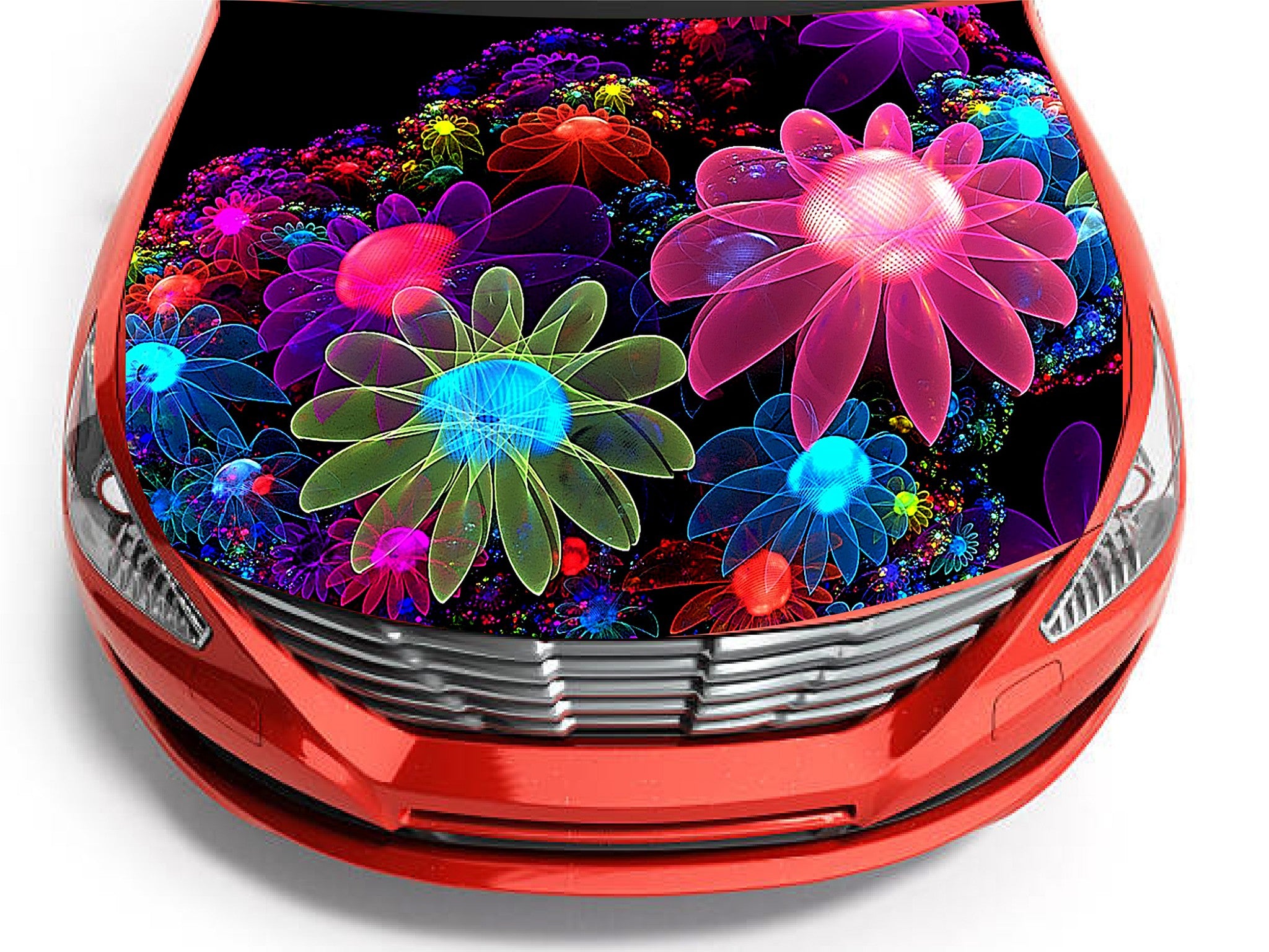 Vinyl Car Hood Wrap Graphics Decal Sticker Abstract Flowers Full Color