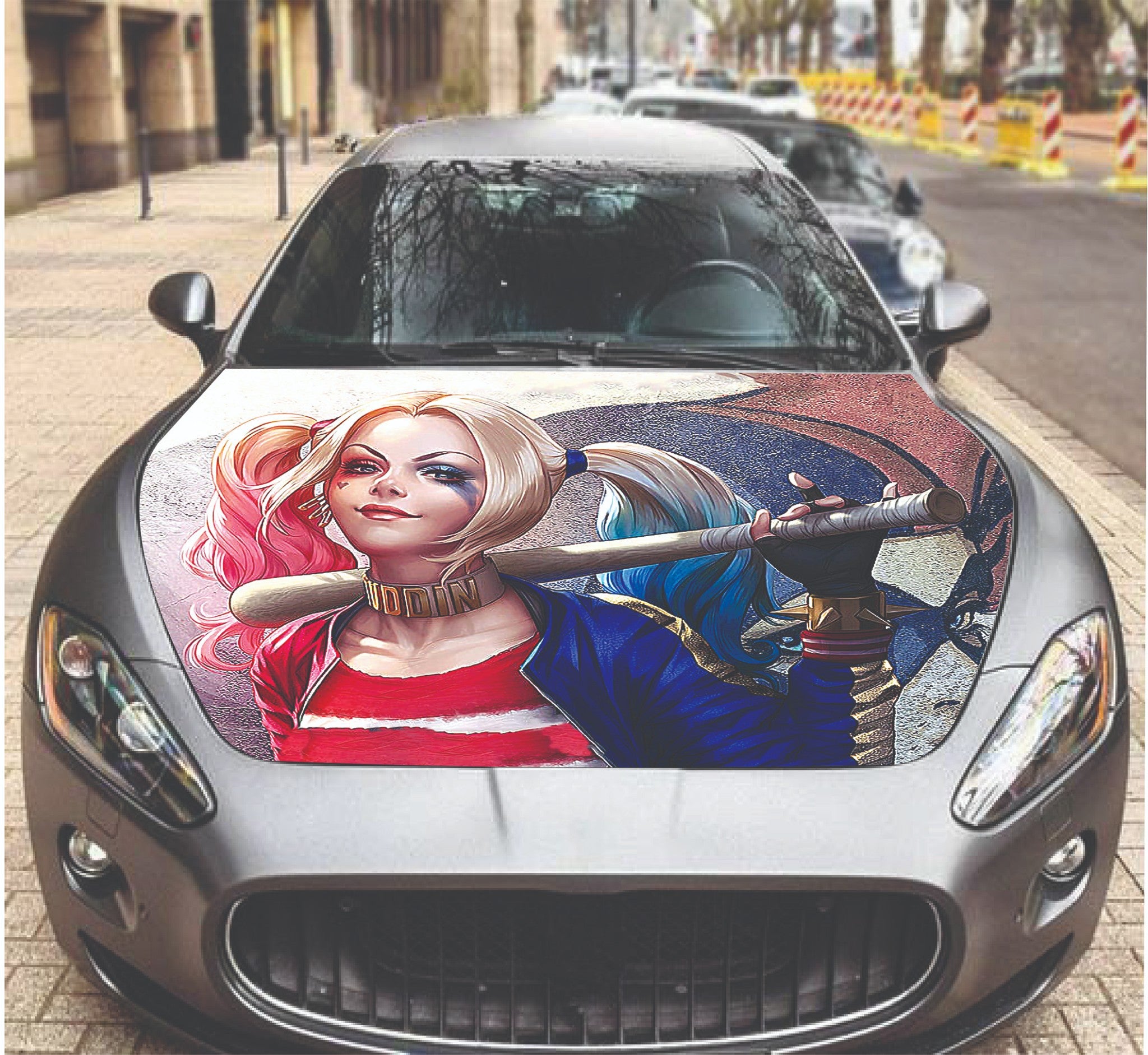 Harley Quinn & Joker Smile Car Hood Vinyl Wrap Graphics Decals