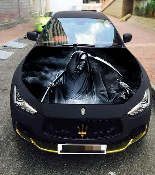 Car Hood GRIM REAPER Wrap Vinyl Full Graphics Design Decal Sticker 52"(L) X62"(W