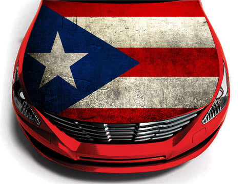 Car Hood  PUERTO RICO FLAG  Wrap  Vinyl  Full Graphics Decal Sticker 52"x62"