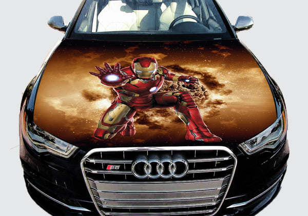 Vinyl Car Hood Wrap Full Color Graphics Decal Iron Man Power Custom Sticker