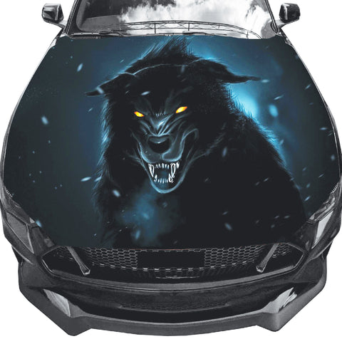 Big Bad Black Wolf Vinyl Graphic Decal Hood Wrap For Truck or Car