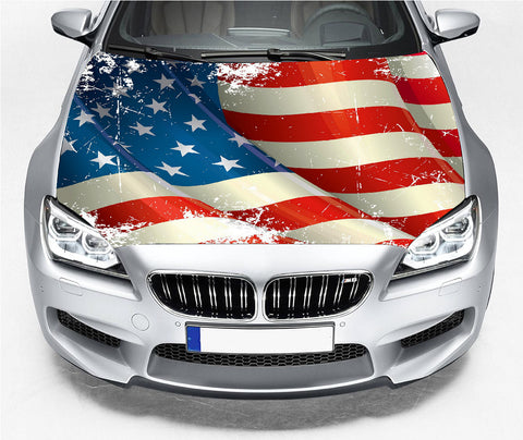 American Flag Hood Wrap Sticker Vinyl Decal Car Truck SUV Graphic Kit