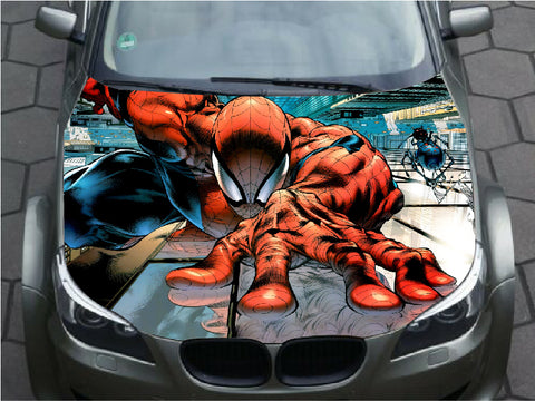 Vinyl Car Hood Wrap Color Graphics Decal Kit Graphic Spider Man Stickers 51"x59"