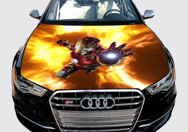 Vinyl Car Hood Wrap Full Color Graphics Decal Iron Man Power Custom Sticker Nice