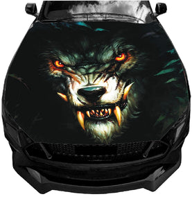 Angry Wolf Car Hood Wrap Decal Vinyl Sticker Full Color Graphic Fit Any Car