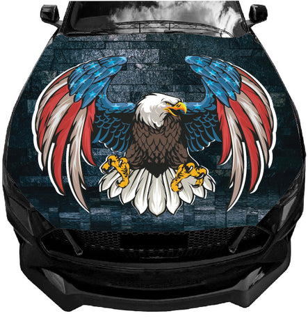 American bald eagle flag Car hood wrap vinyl graphics blackout decal camouflage