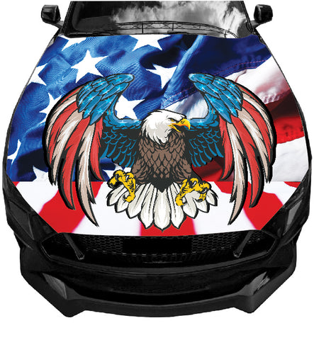 American Eagle Flag Vinyl Car Hood Wrap Bonnet Decal Sticker Graphic