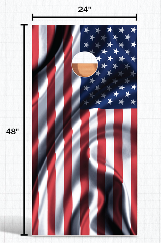 American Flag Vintage look Cornhole Board Skin Wrap Decal Set Vinyl -LAMINATED