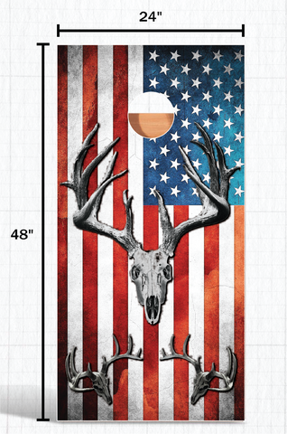 Flag Deer Cornhole Board Wrap LAMINATED Wraps Decals Vinyl Sticker