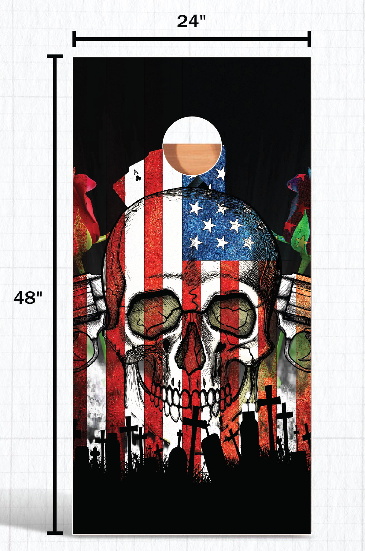 American Flag Skull Cornhole Board Wrap LAMINATED Wraps Decals Vinyl Sticker