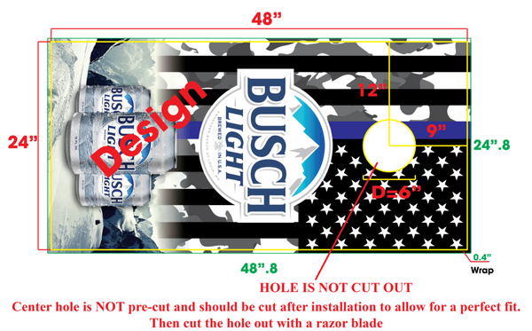 Busch Light On Ice Cornhole Board Wrap Wrap Decals Vinyl Stickers  LAMINATED 3M