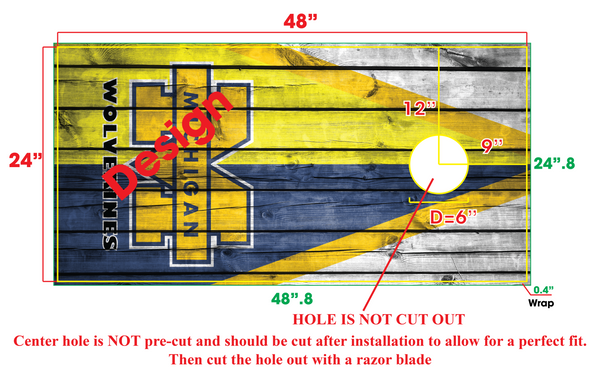 Michigan Wolverines Cornhole Wrap NCAA Game Board Skin Vinyl Decal Set