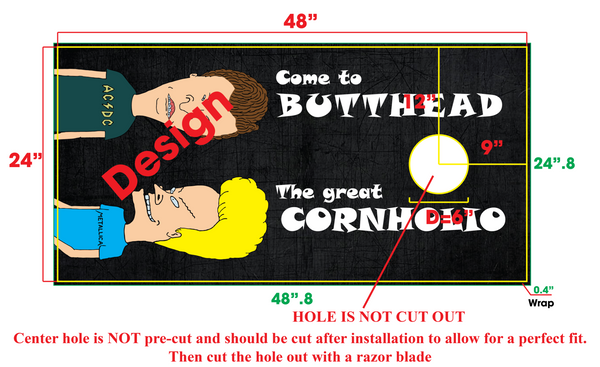 Bevis & Butthead Cornhole Board Wrap LAMINATED Wrap Decal Vinyl Sticker