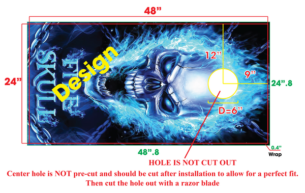 Flaming Skull Cornhole Board Wrap LAMINATED Wraps Decals Vinyl Sticker